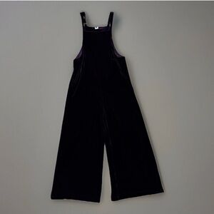 The Pyramid Collection Jumpsuit Sz XS Womens Velvet Wide Leg Crop Overall Purple